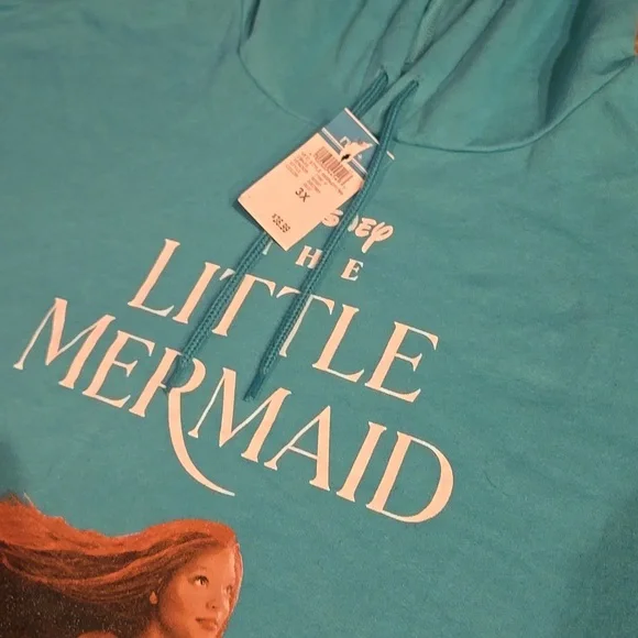 NWT Disney The Little Mermaid Women's Teal Aquamarine Hoodie Sweatshirt 3X - Picture 5 of 11